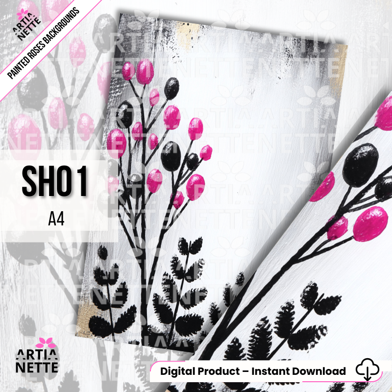 Painted Roses – Artystyczne tła A4 | Digital Paper Pack