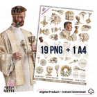 Boho Communion SET 03 | zestaw grafik PNG – motywy kapłana i symbole eucharystyczne