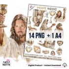 Boho Communion SET 04 | zestaw grafik PNG – Jezus i motywy eucharystyczne