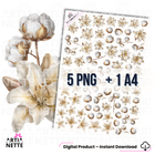 Boho Communion SET 11 | zestaw grafik PNG – lilie i bawełna