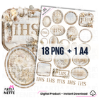 Boho Communion SET 06 | zestaw grafik PNG – ramki i elementy IHS