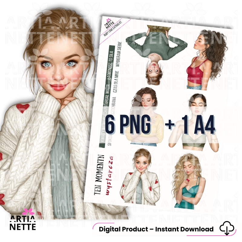 Kobiece postacie do scrapbookingu dziewczyny PNG Ruby Love Extras.