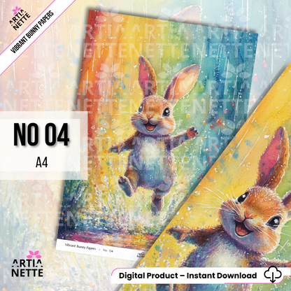 Vibrant Bunny A4 Papers – kolorowe papiery z króliczkami do scrapbookingu | 20 JPG