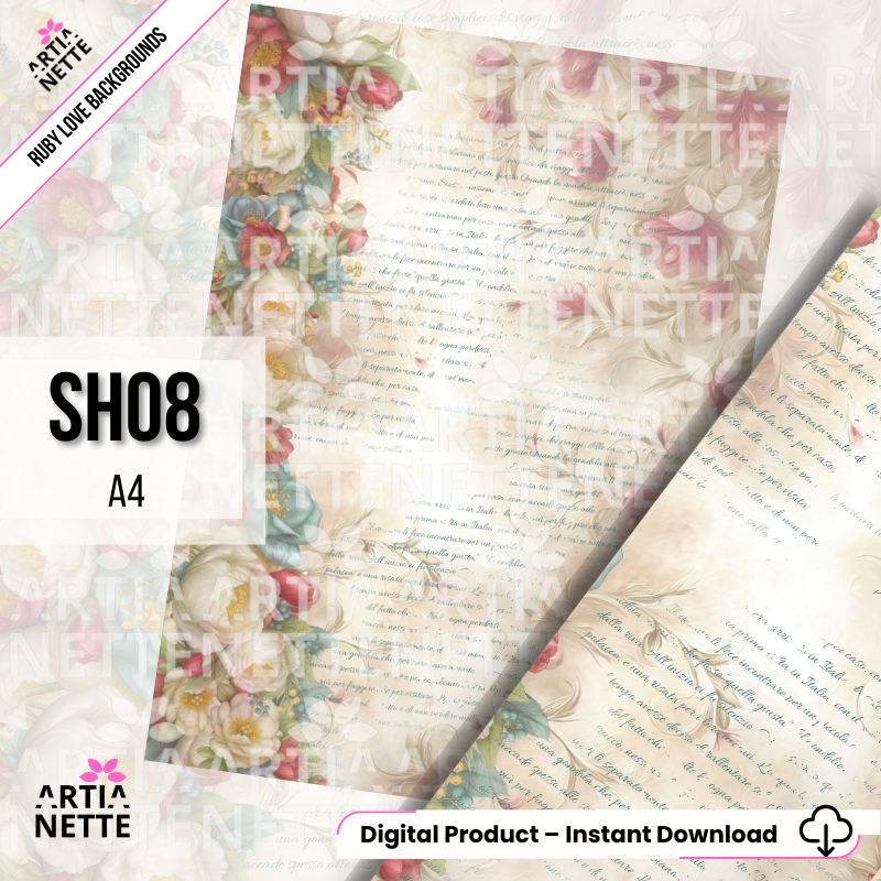 A4 Printable Scrapbook Papers – Set of 22 Vintage Backgrounds | Ruby Love Backgrounds