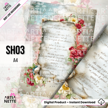 A4 Printable Scrapbook Papers – Set of 22 Vintage Backgrounds | Ruby Love Backgrounds