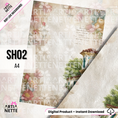 A4 Printable Scrapbook Papers – Set of 22 Vintage Backgrounds | Ruby Love Backgrounds