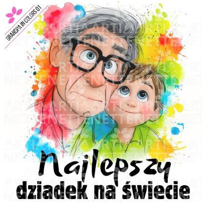 Grandpa In Color 01 - Zestaw PNG Najlepszy Dziadek na Świecie