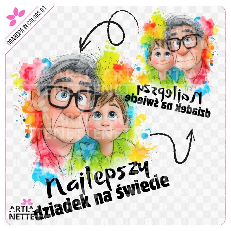 Grandpa In Color 01 - Zestaw PNG Najlepszy Dziadek na Świecie