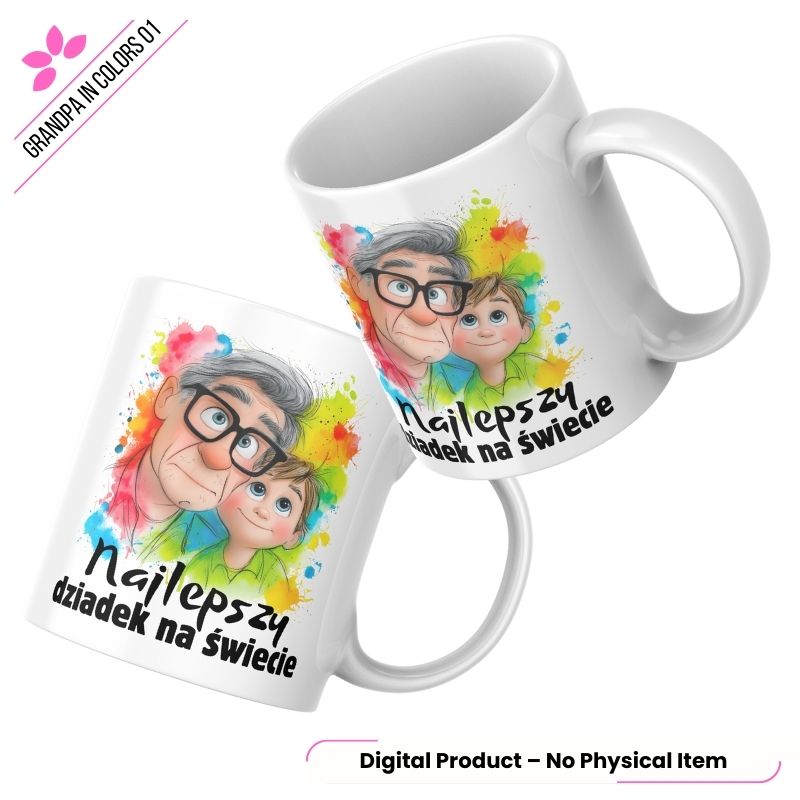 Grandpa In Color 01 - Zestaw PNG Najlepszy Dziadek na Świecie