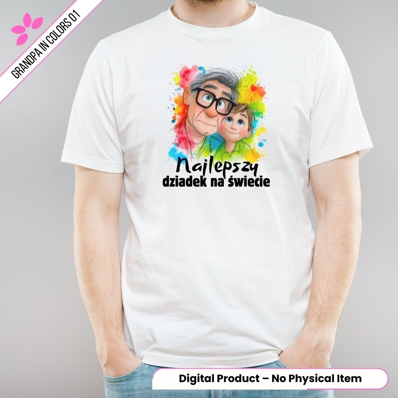 Grandpa In Color 01 - Zestaw PNG Najlepszy Dziadek na Świecie