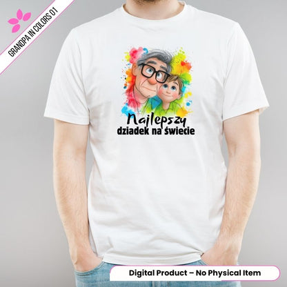 Grandpa In Color 01 - Zestaw PNG Najlepszy Dziadek na Świecie