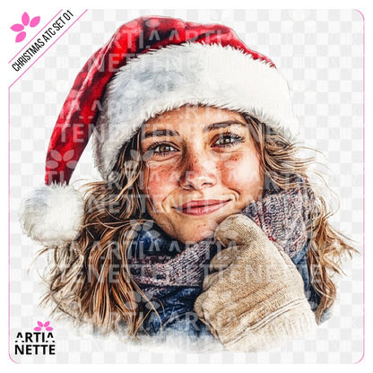 Christmas Women SET 01 Akwarelowe portrety kobiece