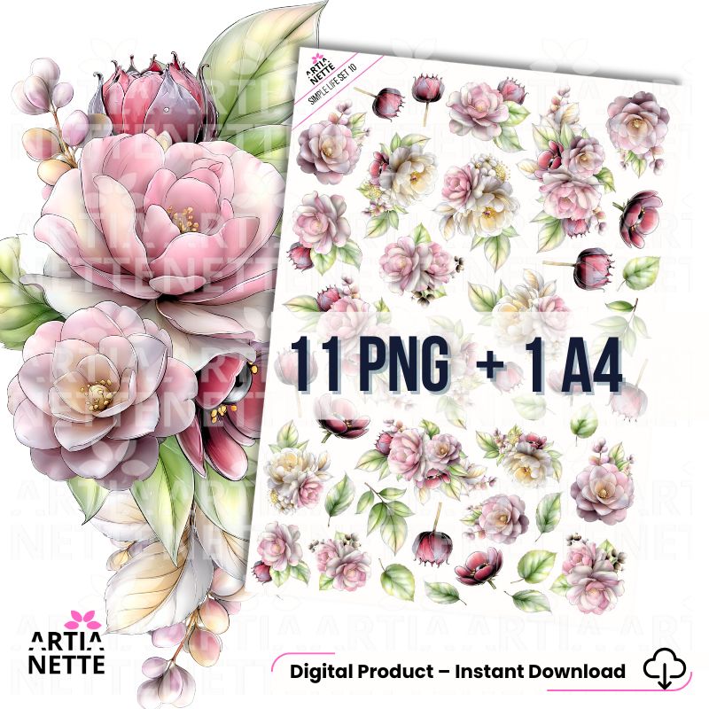 Kolekcja Simple Life - Mega Bundle - 208 grafik PNG, 37 arkuszy A4