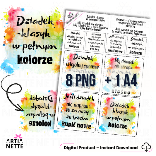 Grandpa In Color 02 - Pliki PNG Dziadek napisy