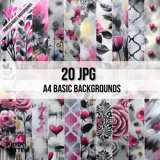 Painted Roses – Artystyczne tła A4 | Digital Paper Pack