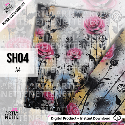 Painted Roses – Artystyczne tła A4 | Digital Paper Pack