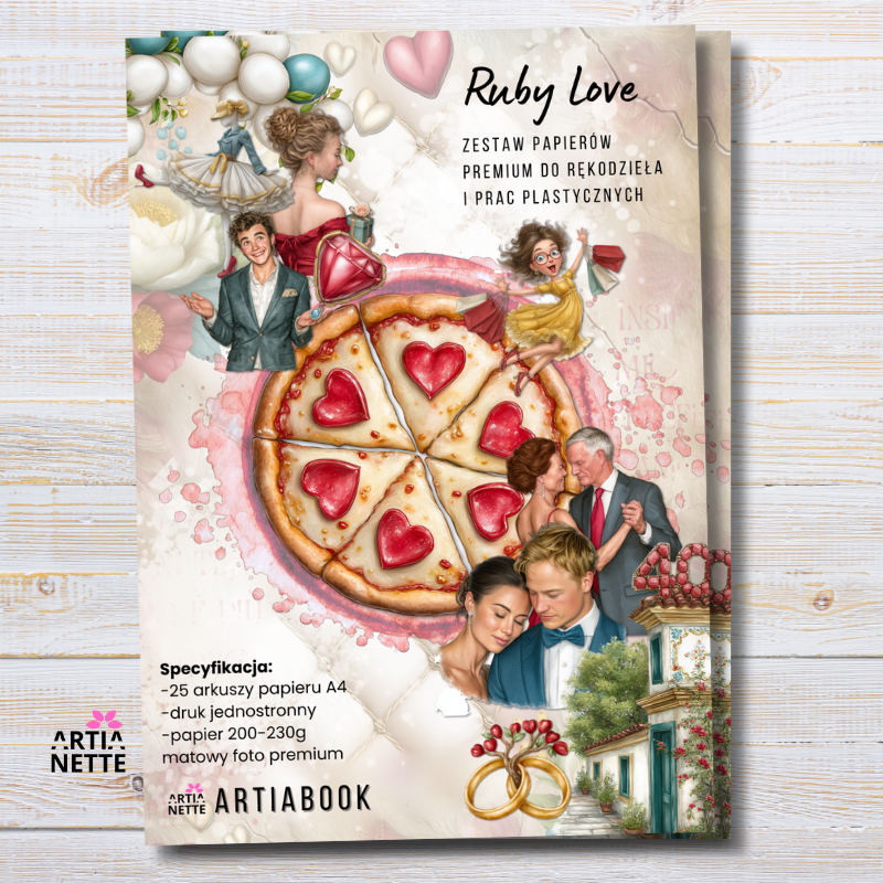 Artiabook | Zestaw papierów A4 | Ruby Love Collection