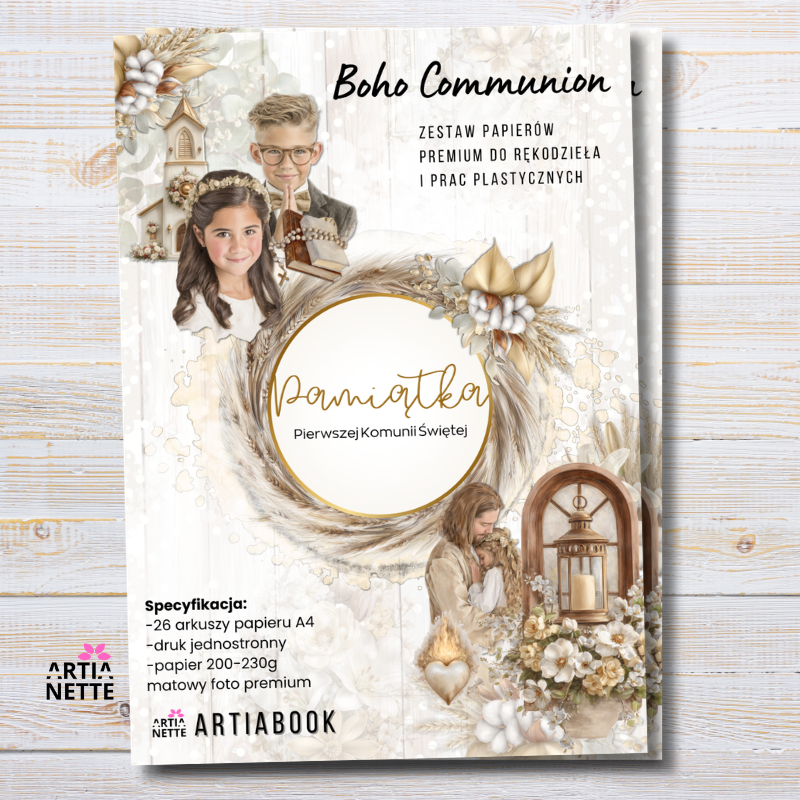 Artiabook | Zestaw papierów A4 | Boho Communion Collection