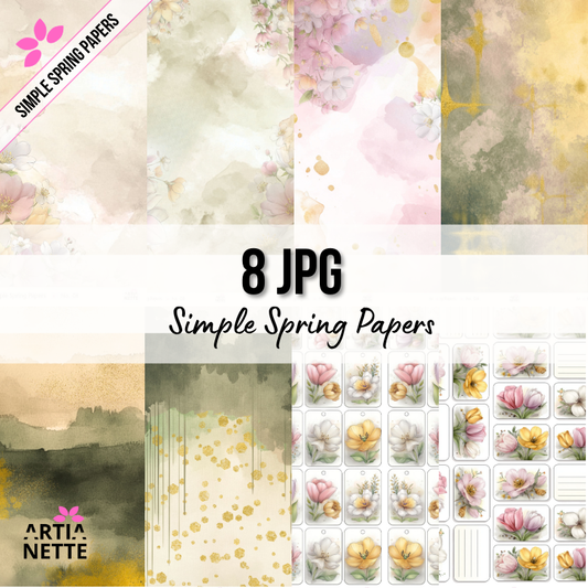 Simple Spring Papers – весняні акварельні фони А4 | 8 JPG