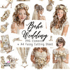 Panny młode ciemne włosy i dodatki ślubne -Boho Wedding Set 02 –  17 PNG + A4 do wycinania