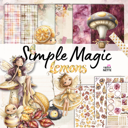 Simple Magic: Lemons – pełna kolekcja magicznych cytryn, wróżek, grzybów i dodatków PNG + papiery A4