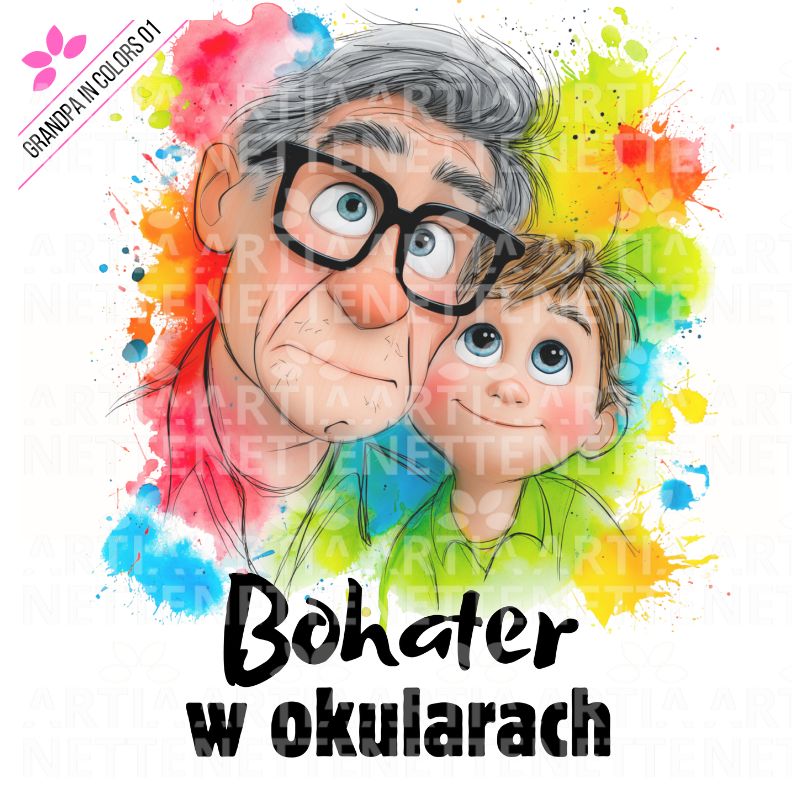 Grandpa In Color 01 - Zestaw PNG Najlepszy Dziadek na Świecie
