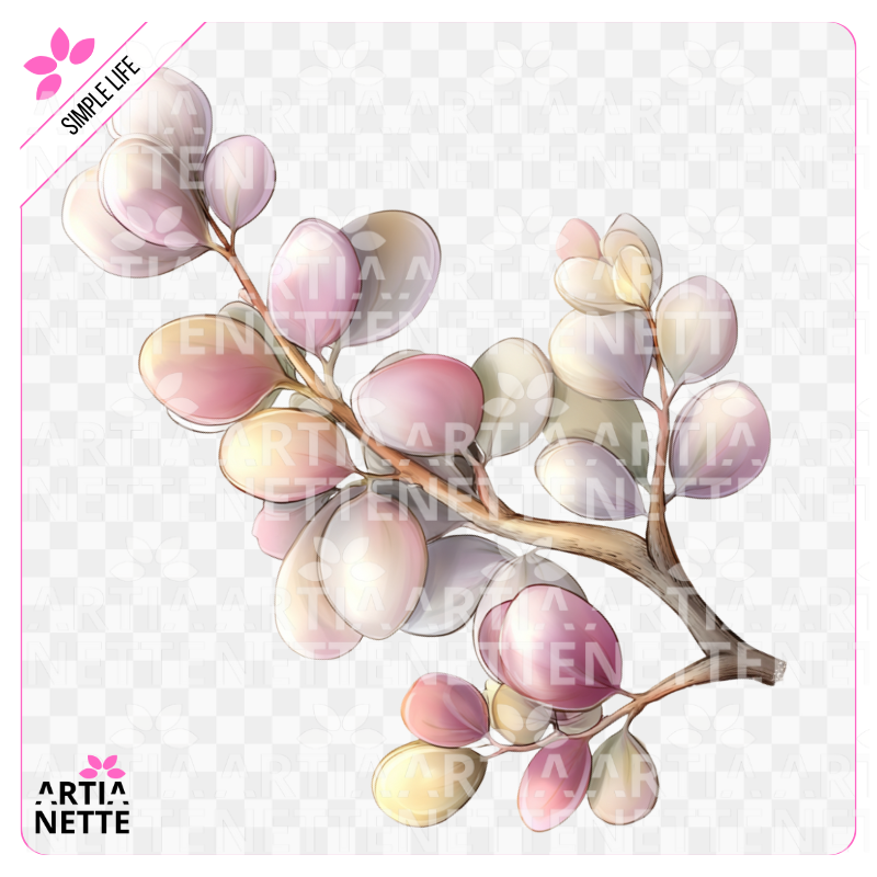 Simple Life SET 11 - Grafiki PNG i arkusz A4 - Gałązki, listki, dodatki florystyczne