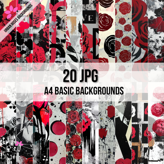 Urban Roses – Artystyczne tła A4 | Digital Paper Pack