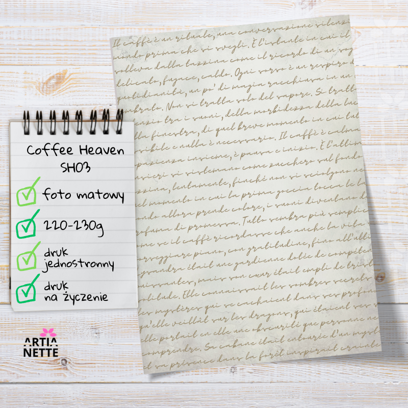 Artiabook Coffee Heaven Collection | Arkusze pojedyncze A4