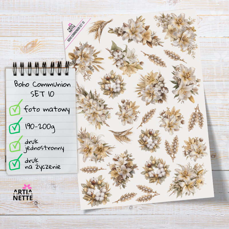Artiabook Boho Communion | Arkusze pojedyncze A4