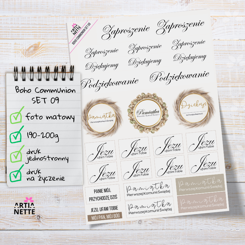 Artiabook Boho Communion | Arkusze pojedyncze A4