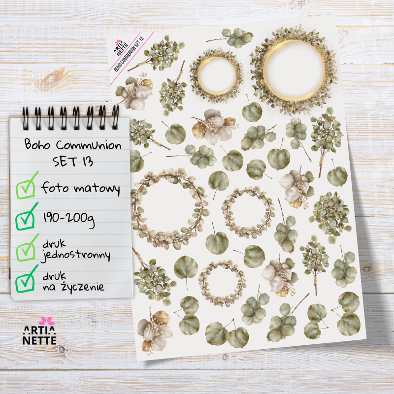 Artiabook Boho Communion | Arkusze pojedyncze A4