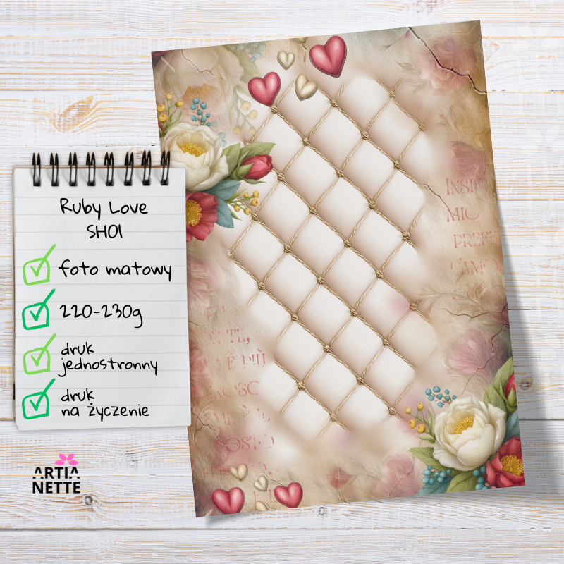 Artiabook Ruby Love | Arkusze pojedyncze A4