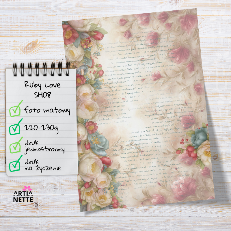 Artiabook Ruby Love | Arkusze pojedyncze A4
