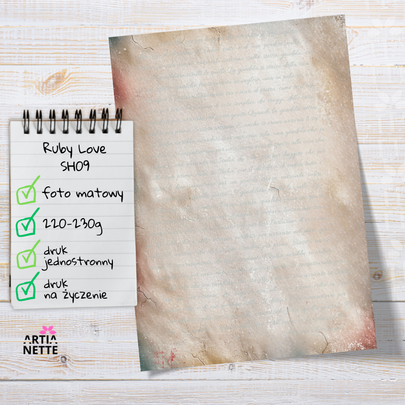 Artiabook Ruby Love | Arkusze pojedyncze A4