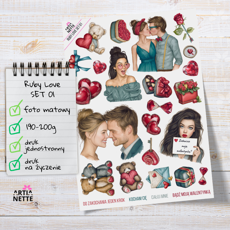 Artiabook Ruby Love | Arkusze pojedyncze A4