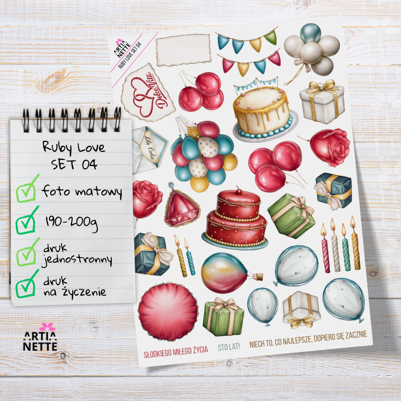 Artiabook Ruby Love | Arkusze pojedyncze A4