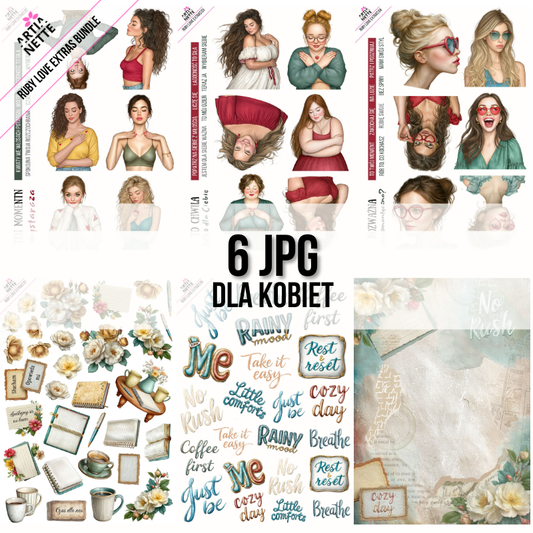 Набір графічних матеріалів для жінок - 6 аркушів А4 + 18 символів PNG
