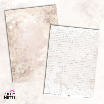 Boho tła A4 – koronka, drewno, romantyczne tekstury | 12 papierów cyfrowych
