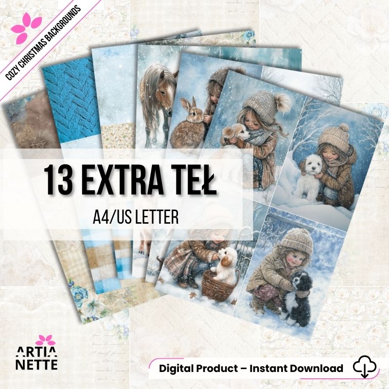 Cozy Christmas Backgrounds Tła świąteczne A4/US Letter