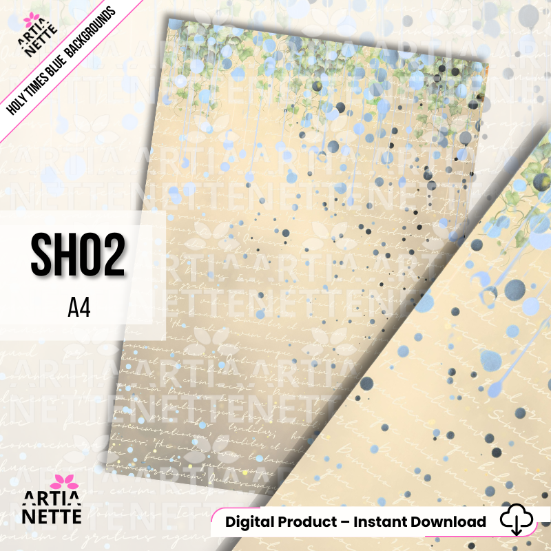 Holy Times Blue Backgrounds - 6 plików JPG - Arkusze A4 - Tła na Komunię i Chrzest