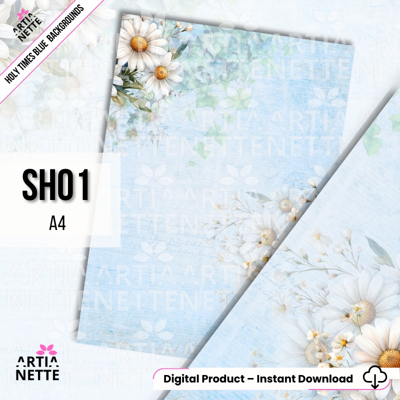 Holy Times Blue Backgrounds - 6 plików JPG - Arkusze A4 - Tła na Komunię i Chrzest