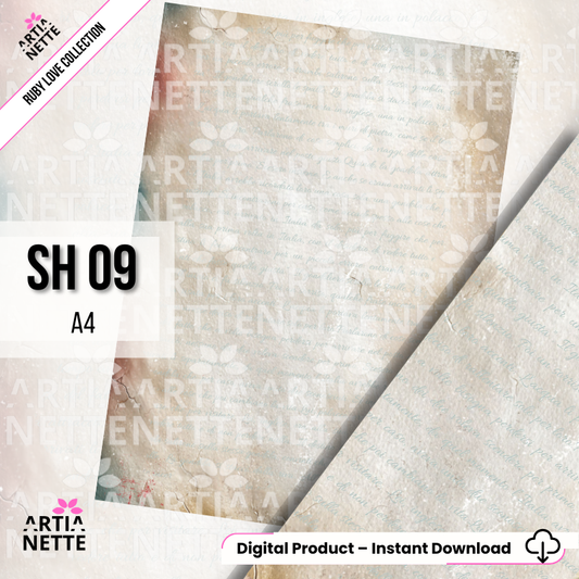 Папір для скрапбукінгу A4 – романтичний фон для друку | Ruby Love SH09