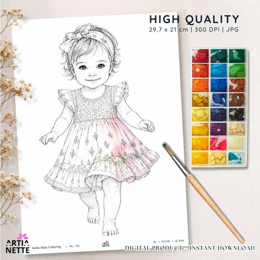 Boho Baby Coloring Pages A4 – 8 kolorowanek JPG do druku
