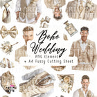 Pan Młody, garnitury, dodatki ślubne Boho Wedding SET 03 | 20 klipartów PNG + arkusz A4 do wycinania