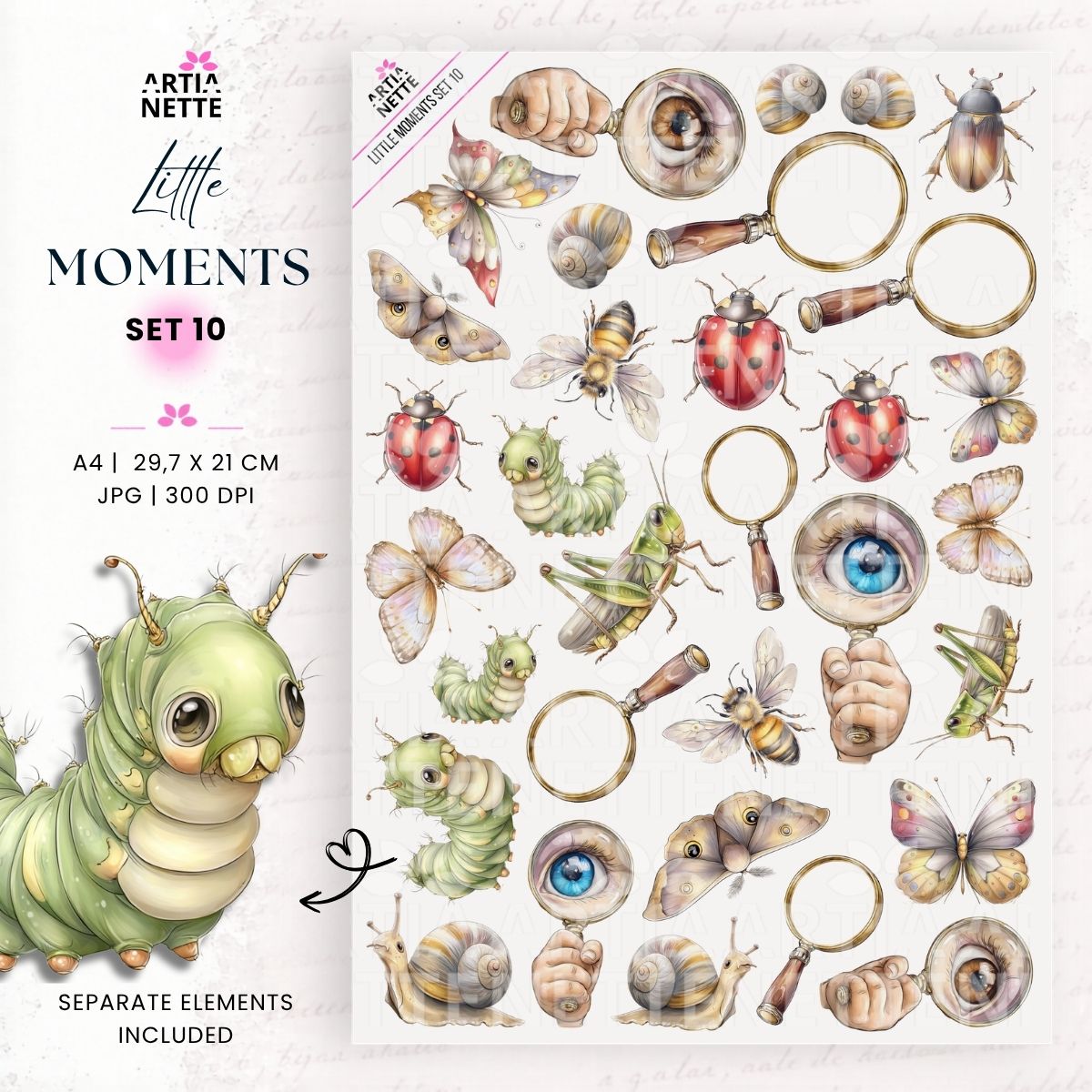 Little Moments | Kolekcja Dziecięca – Papiery A4, Grafiki PNG i Arkusze do Wycinania