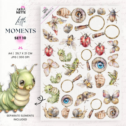 Little Moments | Kolekcja Dziecięca – Papiery A4, Grafiki PNG i Arkusze do Wycinania