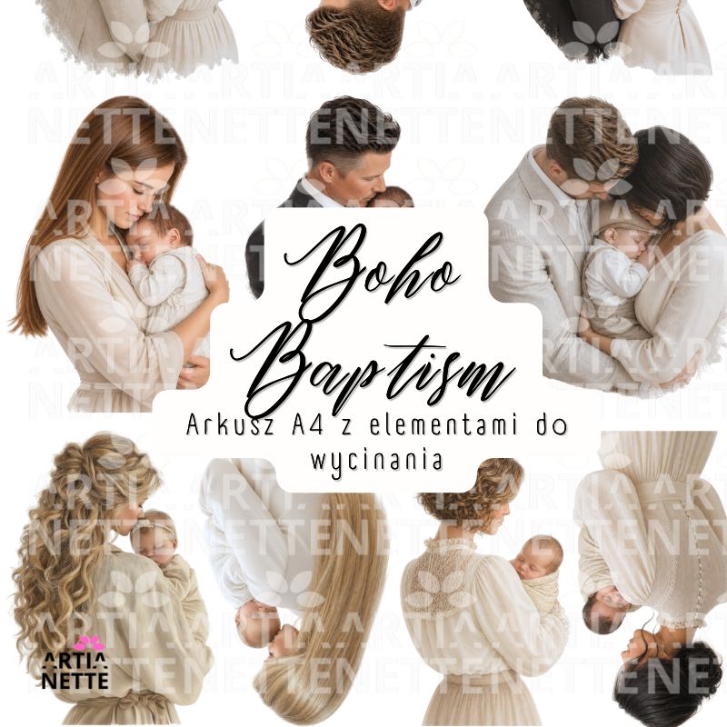 Boho Baptism Scrapbook Bundle - papiery dla niemowląt, na chrzciny - mega zestaw