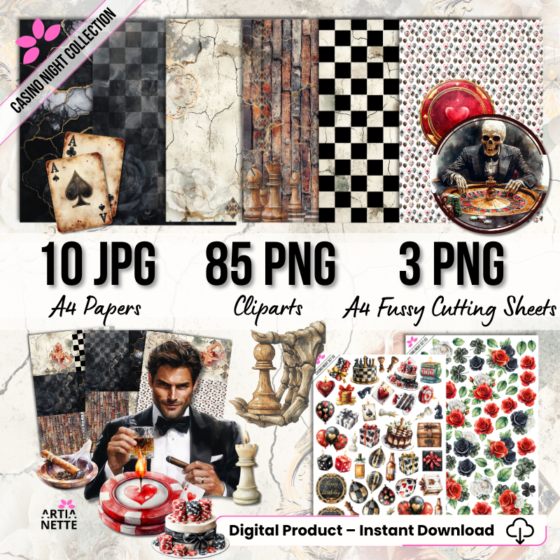 zestaw grafik kasyno png jpg a4 karty ruletka kości casino night clipart
