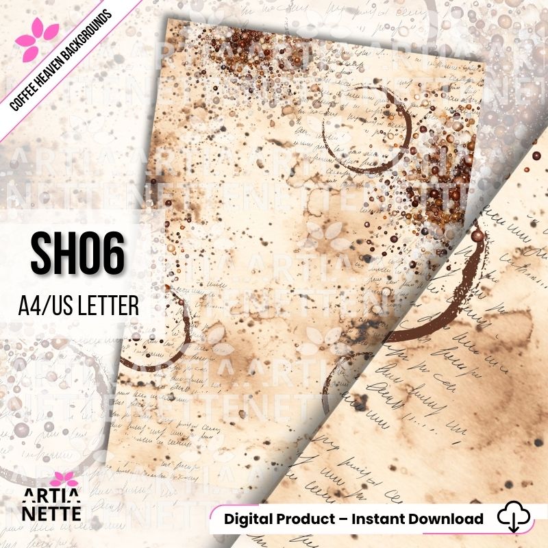 Akwarelowa tekstura w ciepłych odcieniach kawy i brązu z efektem poplamienia i zabrudzenia, kawowe tło, kawowe odciski, kawowe ślady tło